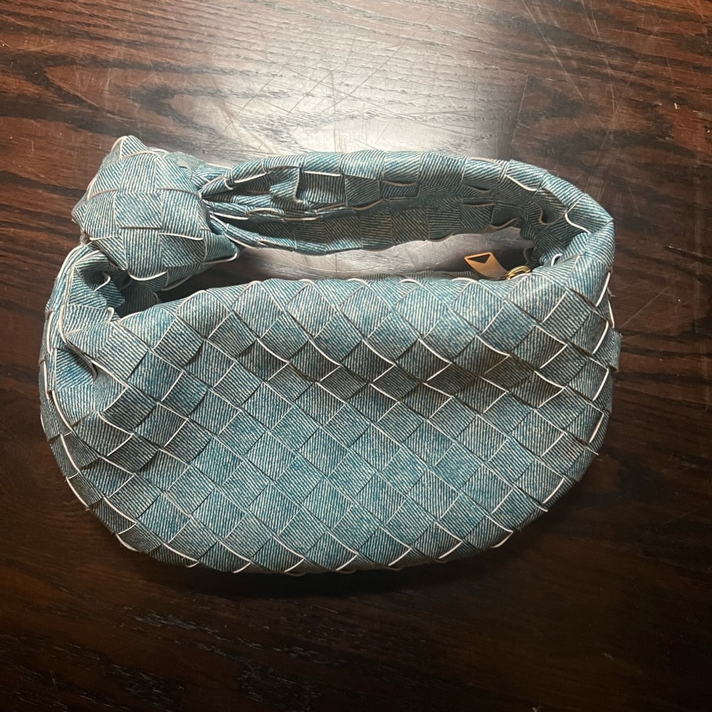Woven “denim” leather knot
